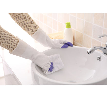 Green latex cleaning gloves