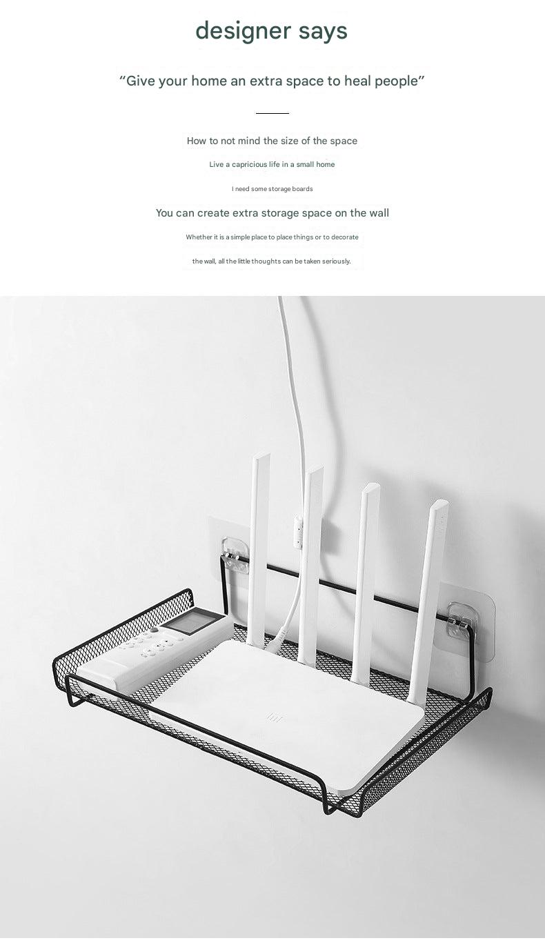 Wall-mounted router shelf in living room