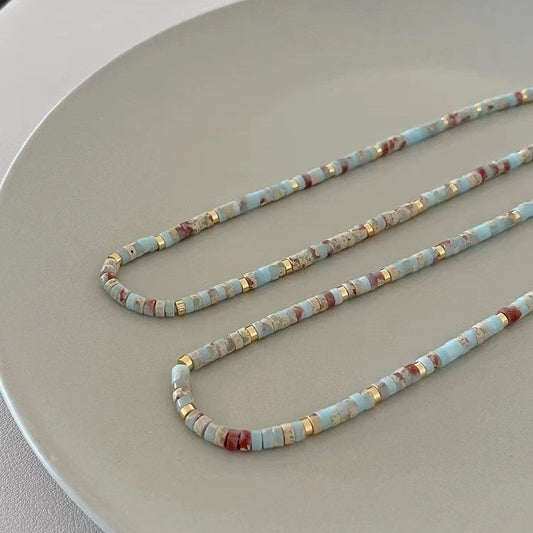 Alloy and Shoushan stone necklace