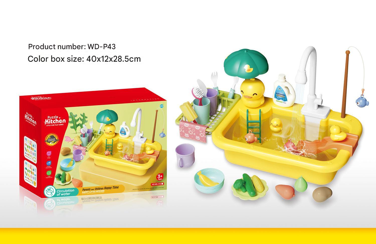 kids kitchen set with yellow duck design