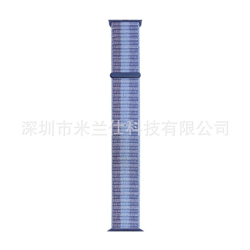 Stylish Nylon Braided Watch Band for Apple Watch - Compatible with Series 1-9 & Ultra - Adjustable Velcro Closure - Multiple Colors Available