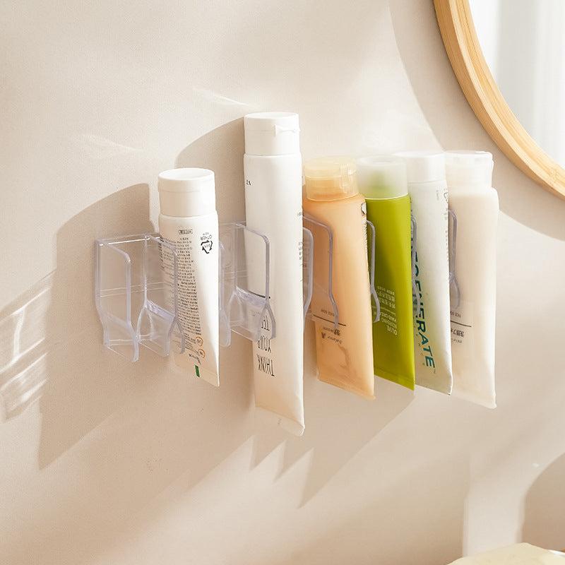 Close-up of modern plastic bathroom storage solution