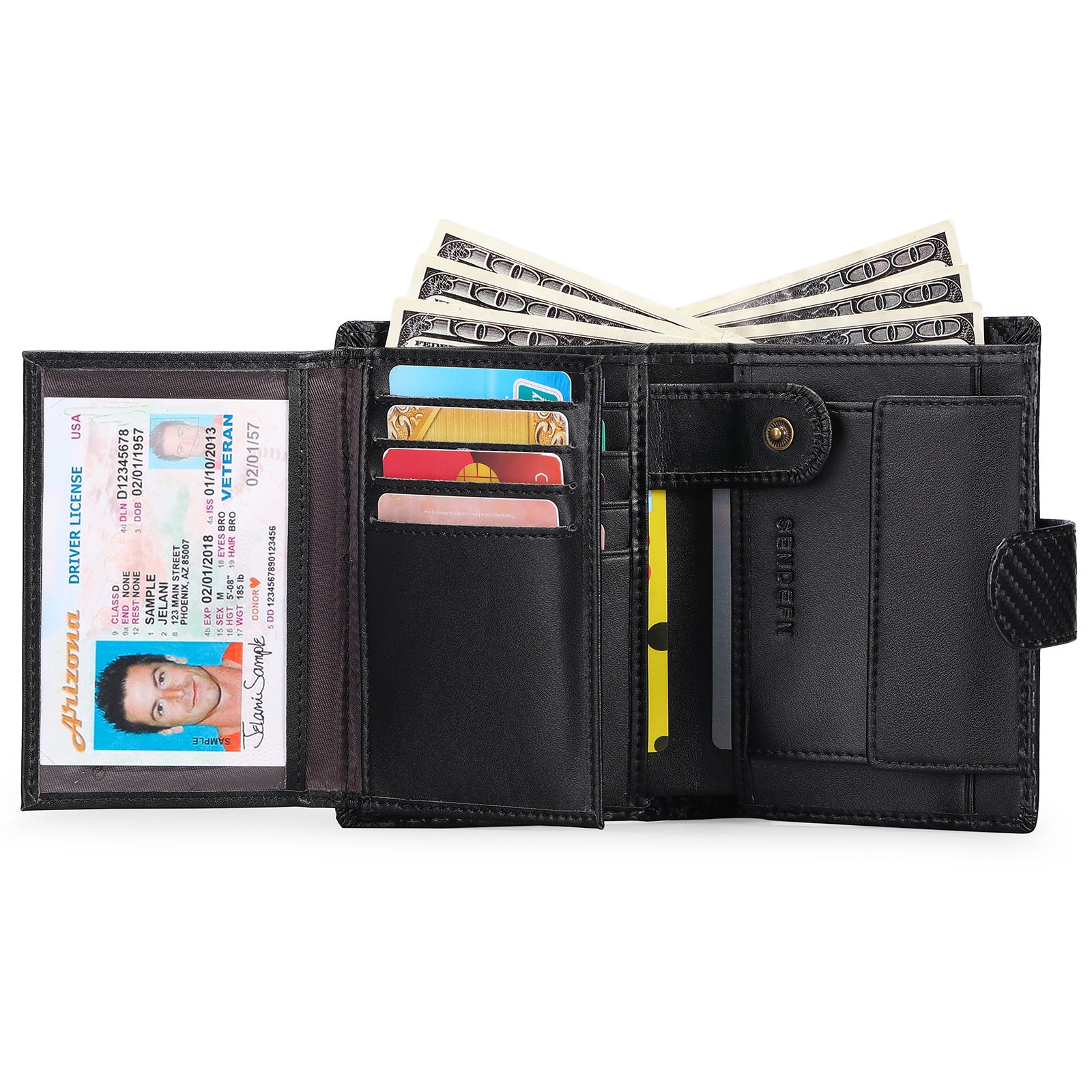 Matte finish leather wallet - Coffee color