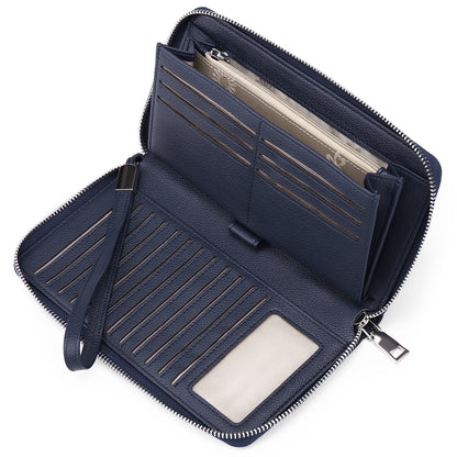 RFID wallet for women in deep blue