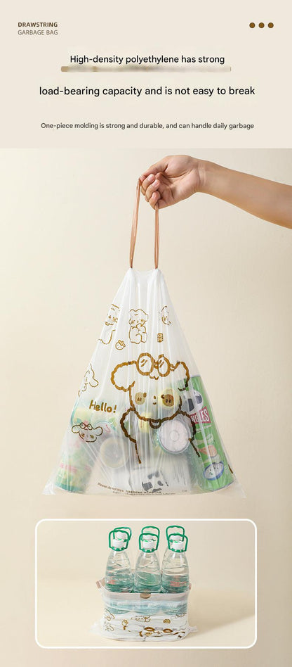 Tear-resistant drawstring bag for household waste