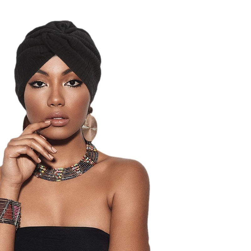 Casual use of twist headwrap beanie in everyday life