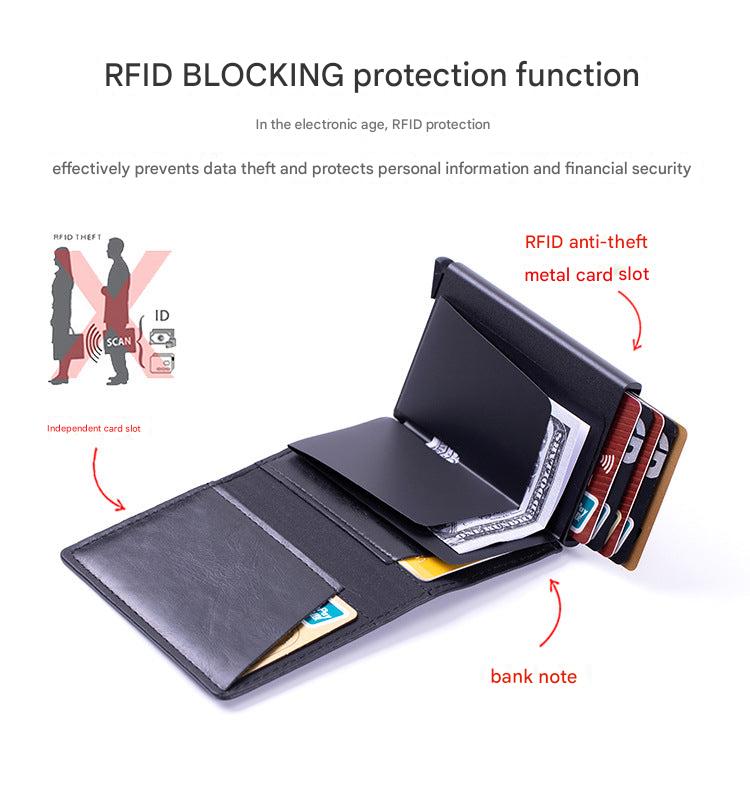 Smart leather wallet with Airtag tracking in carbon fiber
