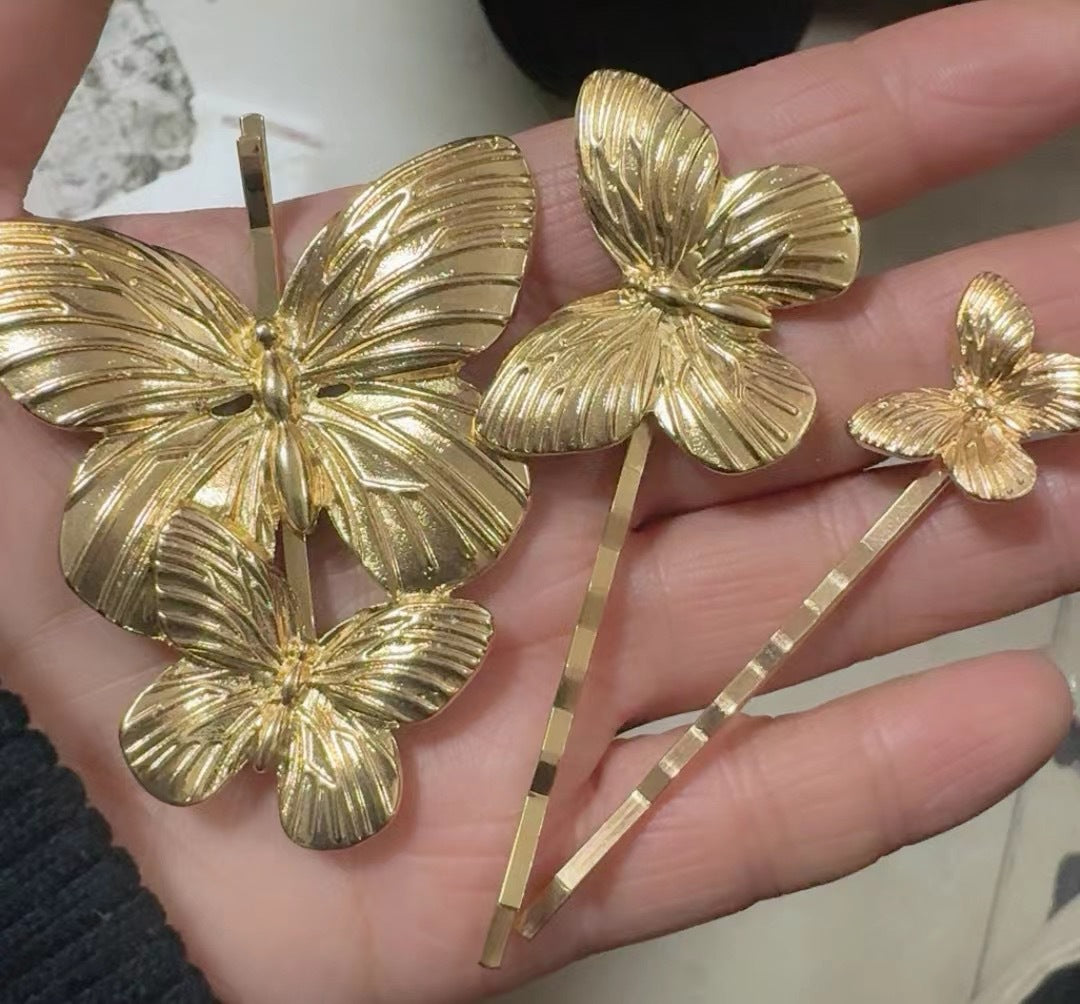 Elegant Metal Butterfly Hair Clip - Silver