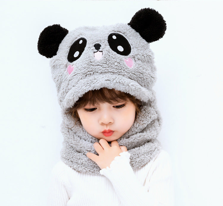 Kids bear ear winter hat front view