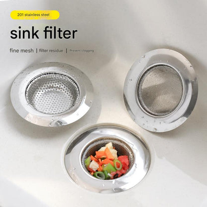 Close-up of sink strainer showcasing stainless steel material