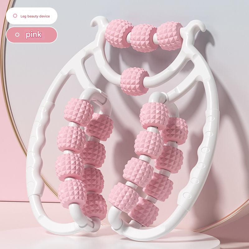Close-up of dual row roller leg massager