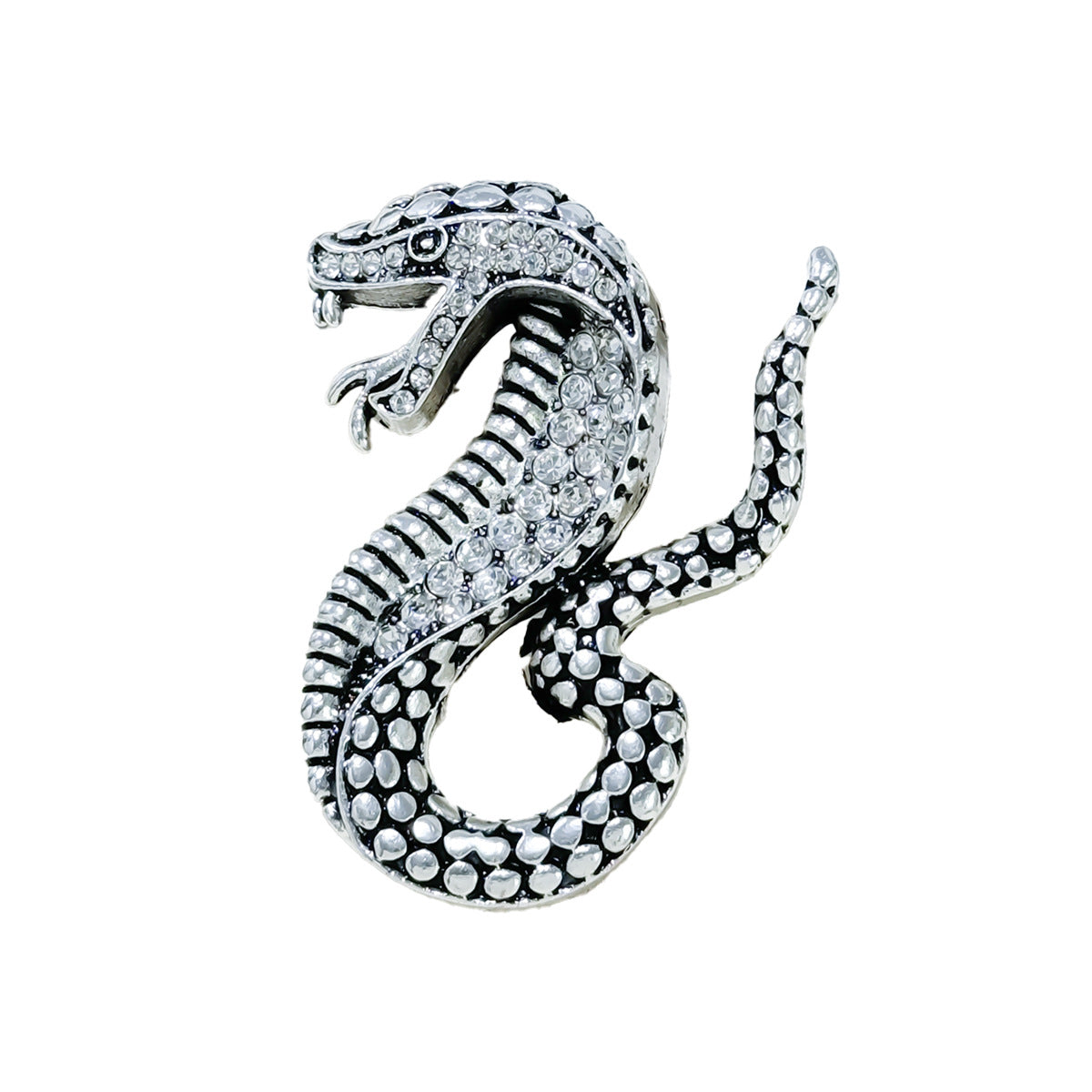 Antique Silver Snake Brooch on Display