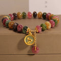 Abacus Bead Colorful Tourmaline + Rabbit Charm