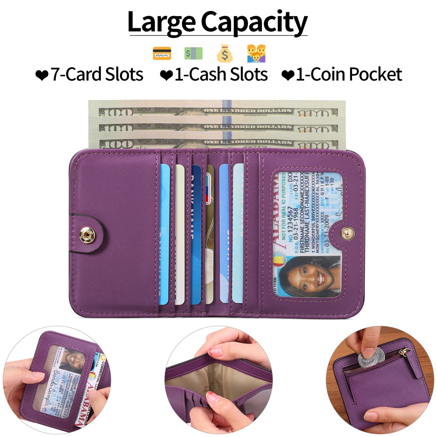 Women's slim wallet in starry black