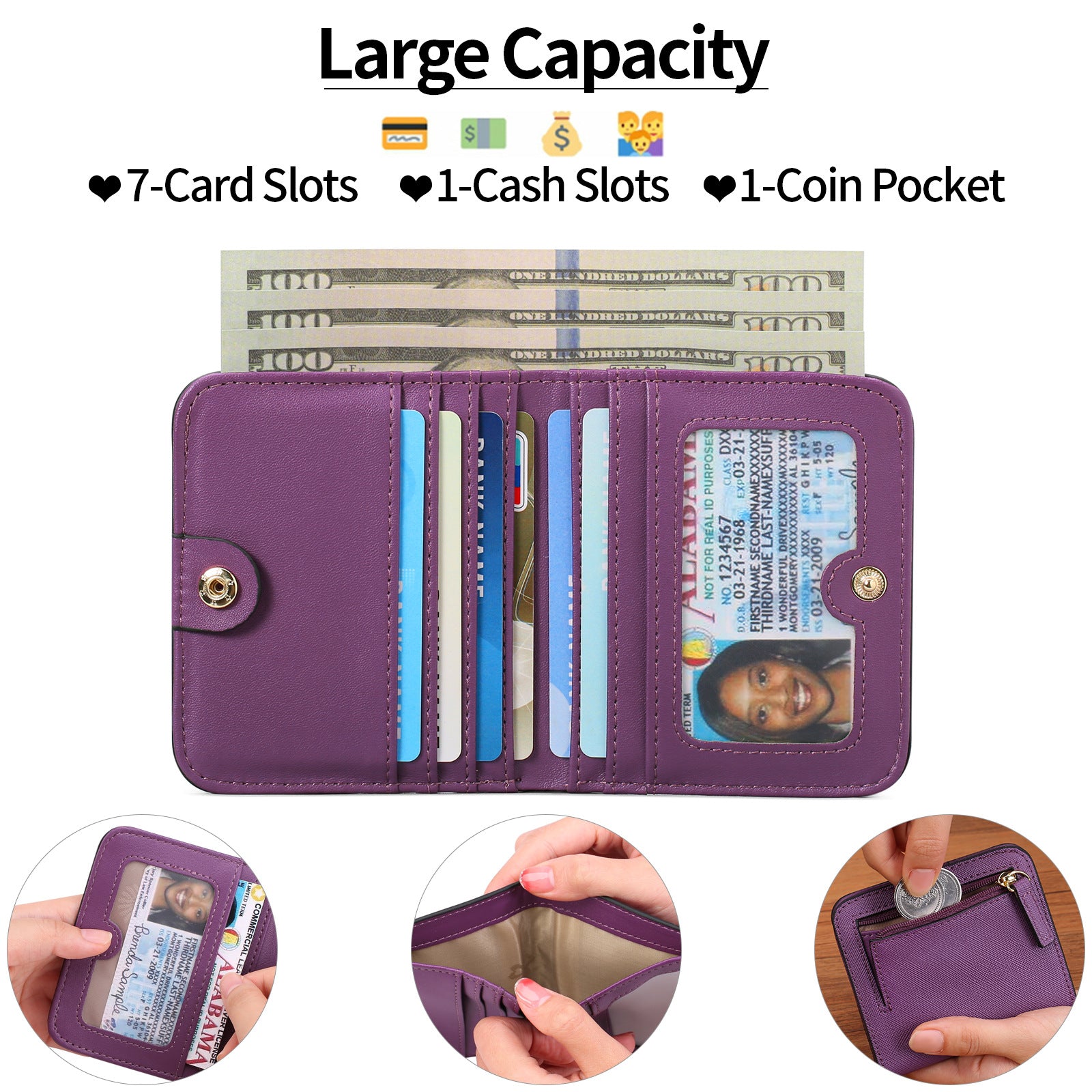 Women's slim wallet in starry black
