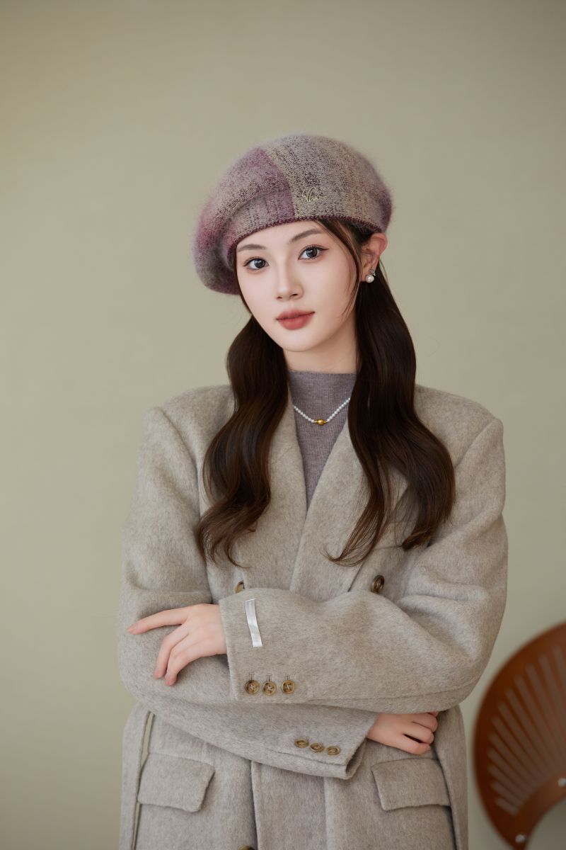 Cozy Rabbit Fur Beret Hat for Women