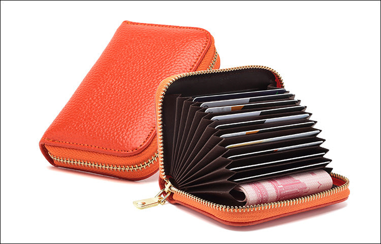 RFID blocking leather wallet in yellow color