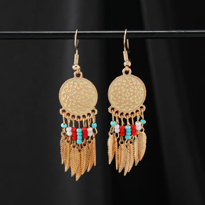 Bohemian dreamcatcher tassel earrings black