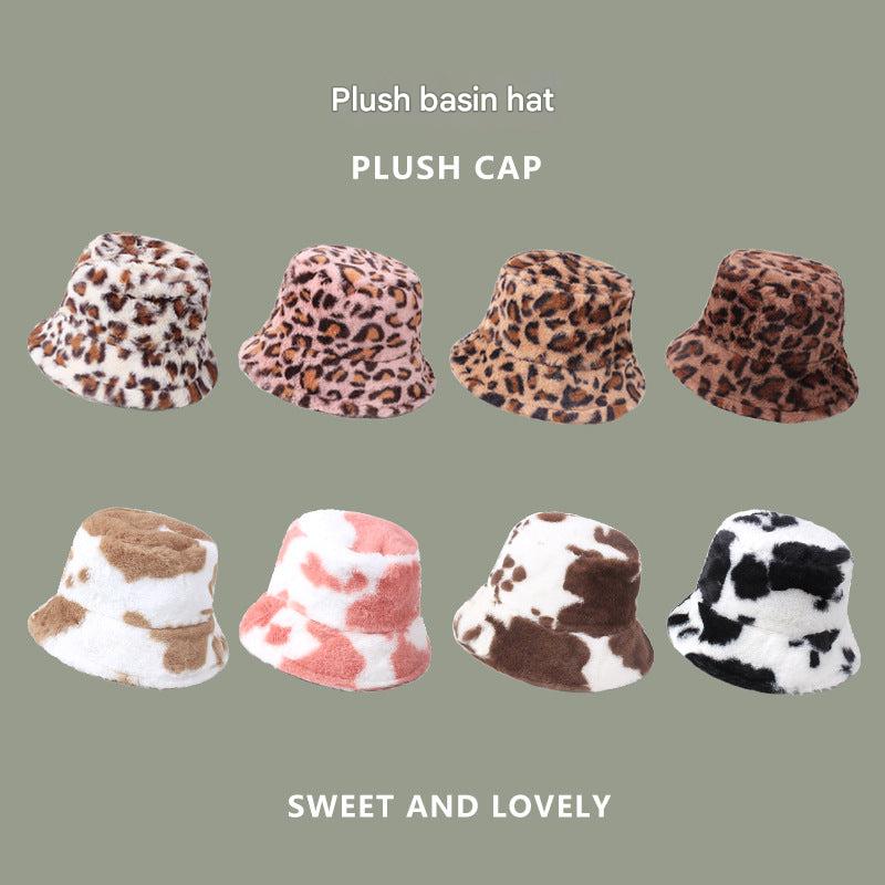 Leopard print fisherman hat model wearing