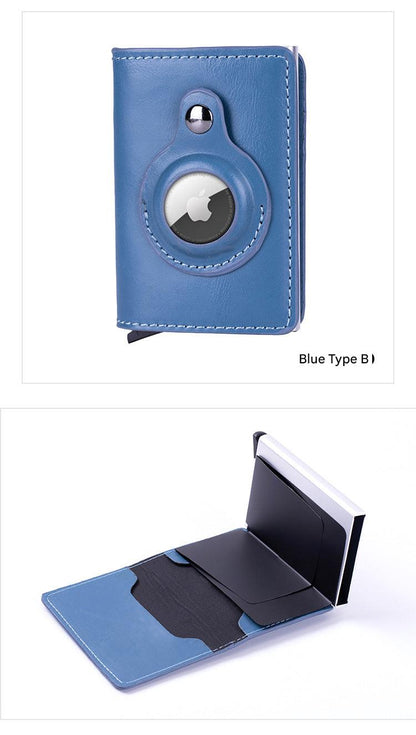 Smart leather wallet with Airtag tracking in carbon fiber