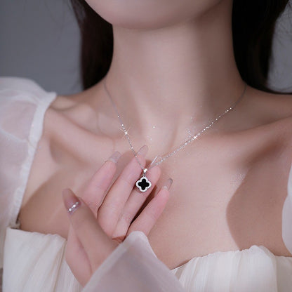 Back view of the four-leaf clover necklace showing clasp
