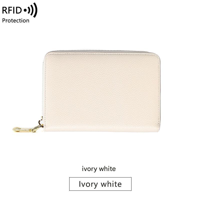 RFID blocking leather wallet in yellow color