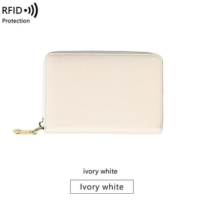 RFID blocking leather wallet in yellow color