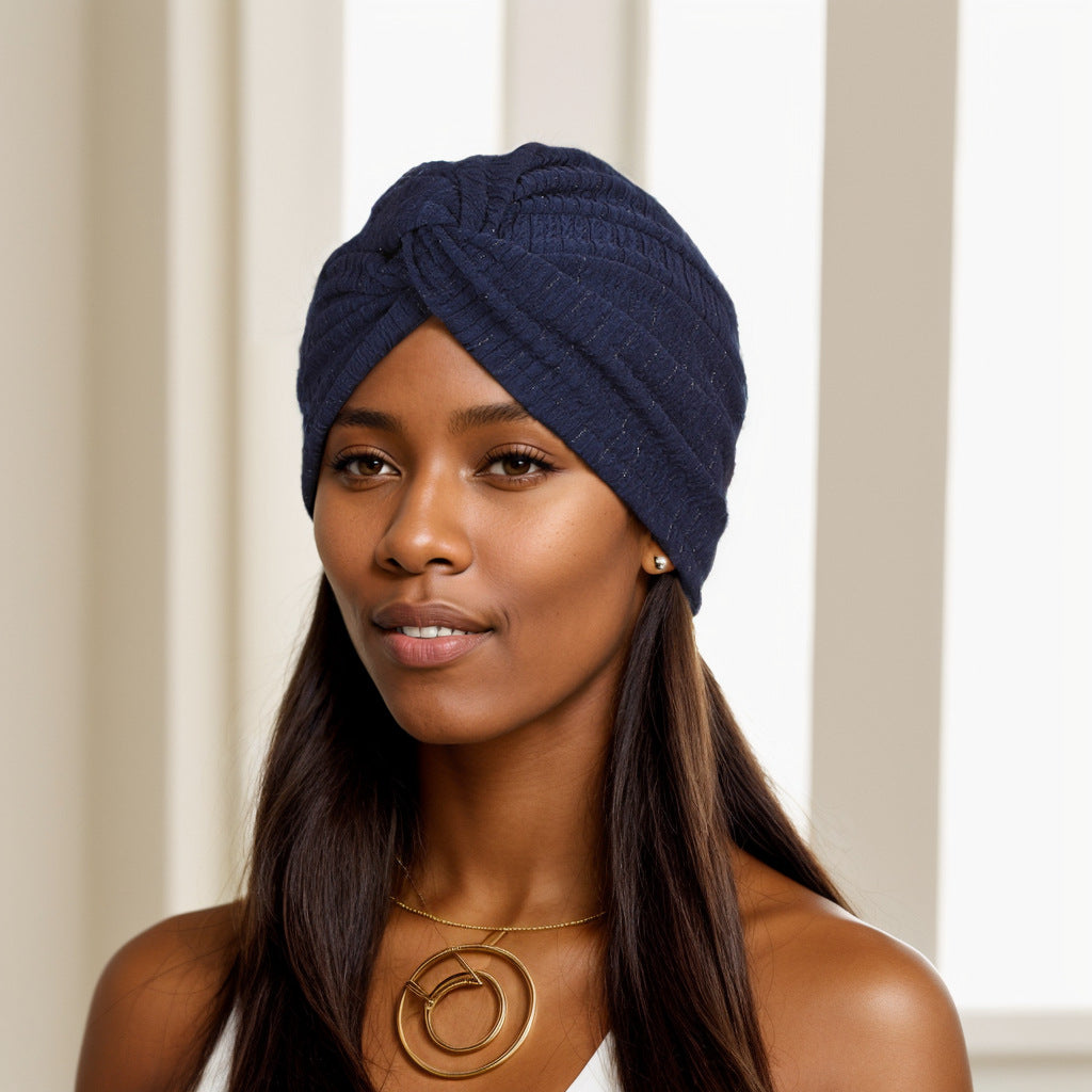 Fashionable twist headwrap beanie in stylish black color