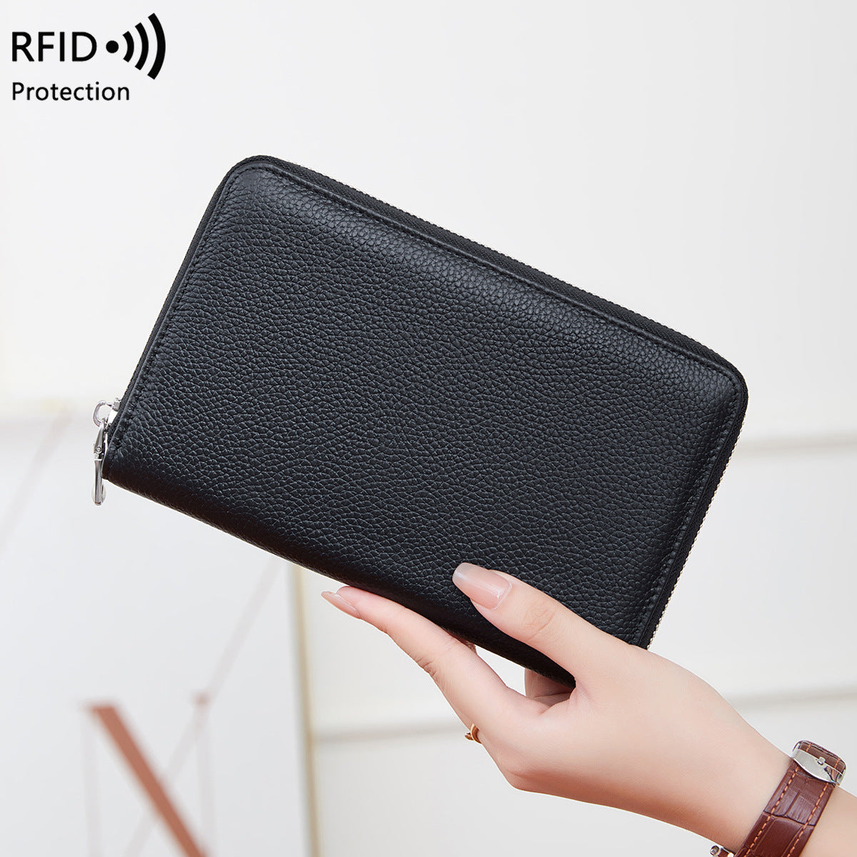Open leather wallet showcasing compartments - Image 3