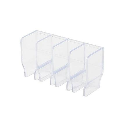 Detailed view of four-layer makeup organizer