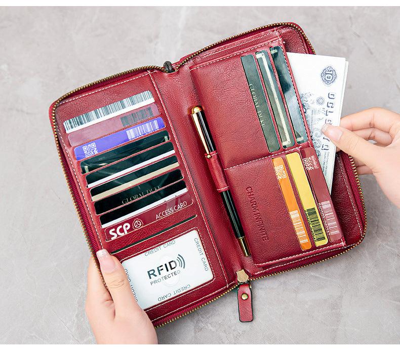 RFID women's wallet in brown color