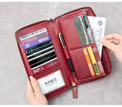 RFID women's wallet in brown color
