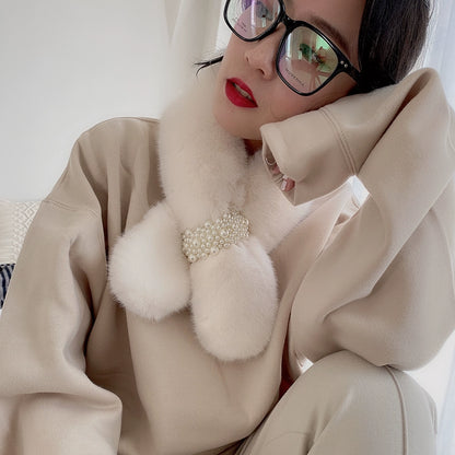 soft pink faux fur neck warmer