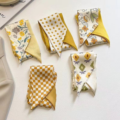 Yellow hair scarf floral design image