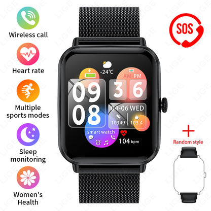 Colorful smartwatch options in pink, green, and black