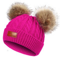 Double Pom-Pom Fuchsia Hat