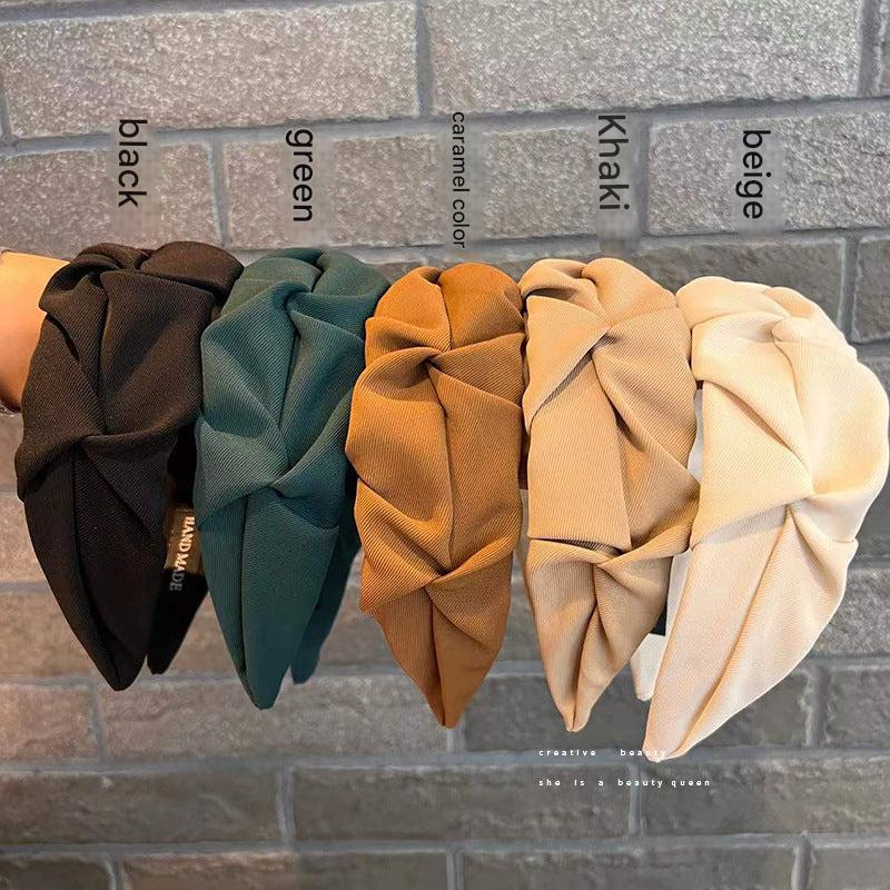 Stylish wrinkled wide hairband black