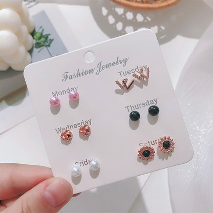 Korean pearl bow earrings image 5
