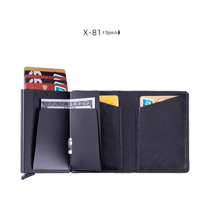 Smart leather wallet with Airtag tracking in brown