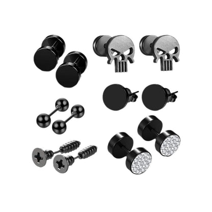 Black Geometric Circle Earrings Set Image 2