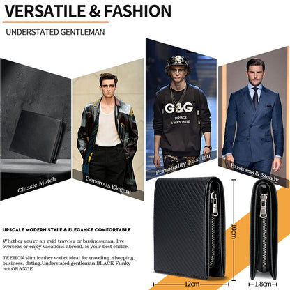 Stylish men's wallet with card slots in carbon fiber