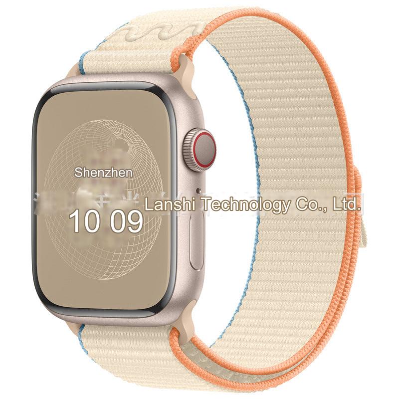 Stylish Nylon Braided Sports Band for Apple Watch - Compatible with Series 9/8/7/6/5/4/3/2/SE, Various Colors
