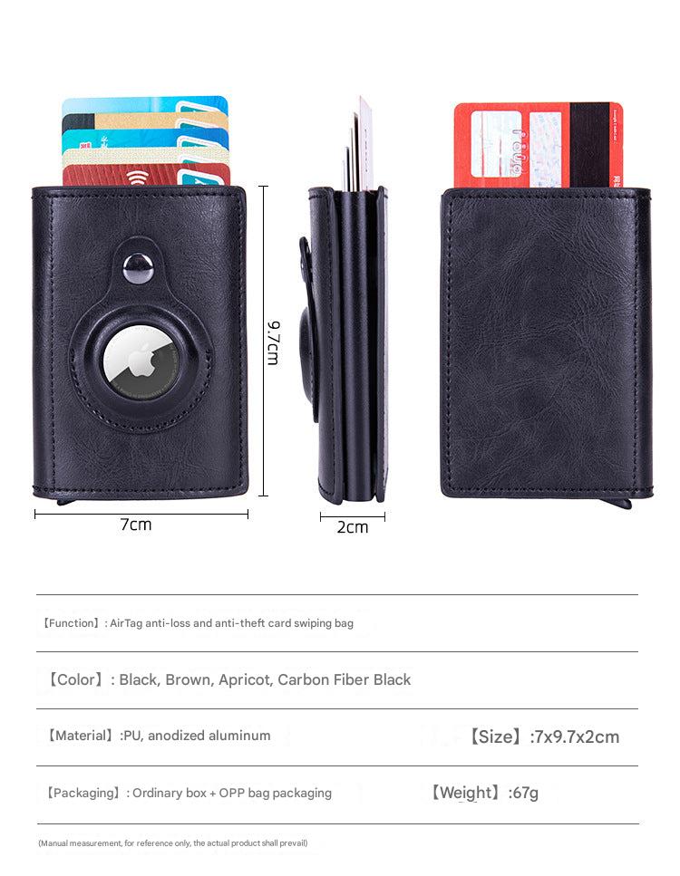 Smart leather wallet with Airtag tracking in carbon fiber