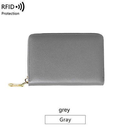 RFID blocking leather wallet in wine red color