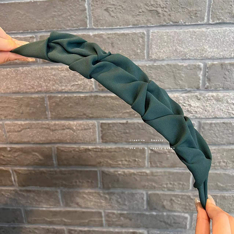 Stylish wrinkled wide hairband beige