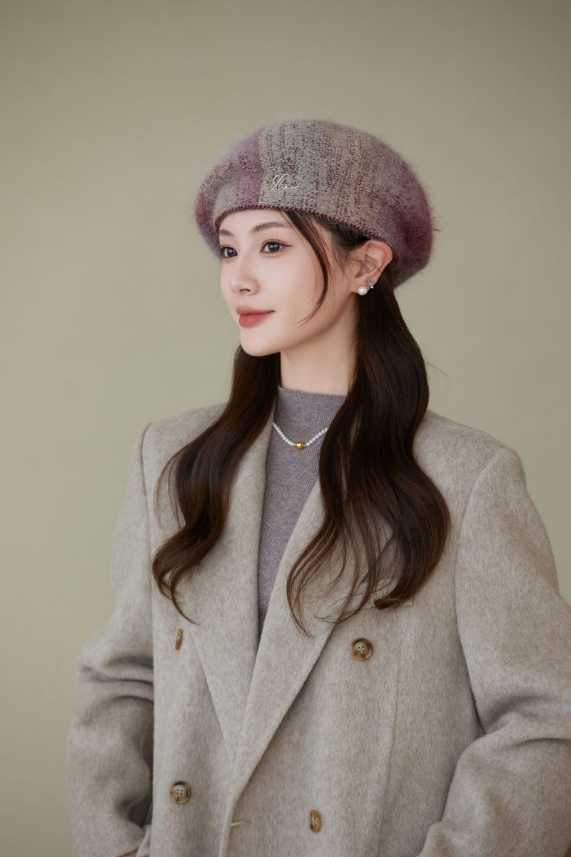 Cozy Rabbit Fur Beret Hat for Women