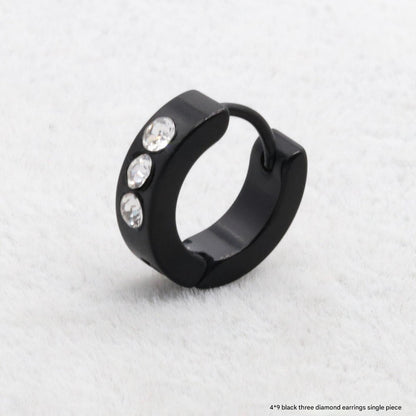 Chic stainless steel hoop earrings with three stones