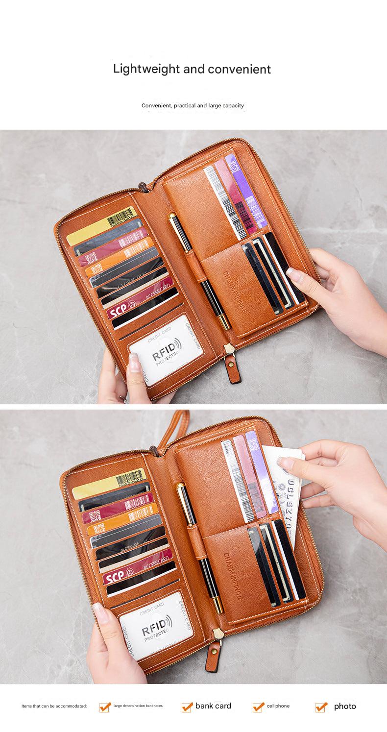 RFID women's wallet in brown color