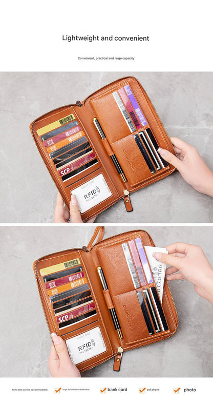 RFID women's wallet in brown color