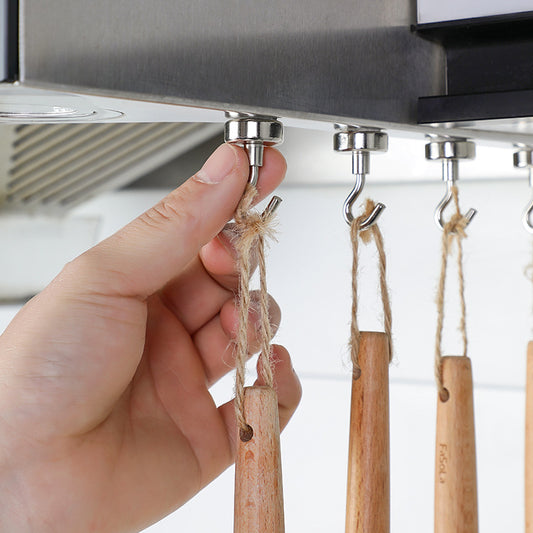 Magnetic hooks used in garage organization